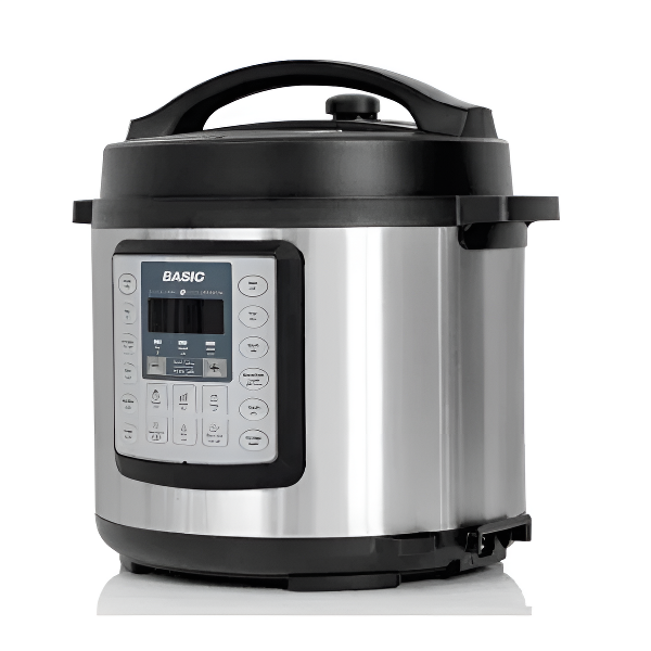 قدر ضغط كهربائي بيسك ديجيتال سعة كبيرة 6 لتر 8 برنامج طبقات حماية 1000 وات فضي - BPC-6L8P