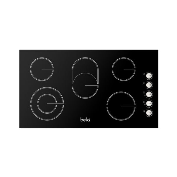 سطح بيلا 90 سم سيراميك 5 عيون مع 2 عين مزدوجة أسود - B90VR5KE