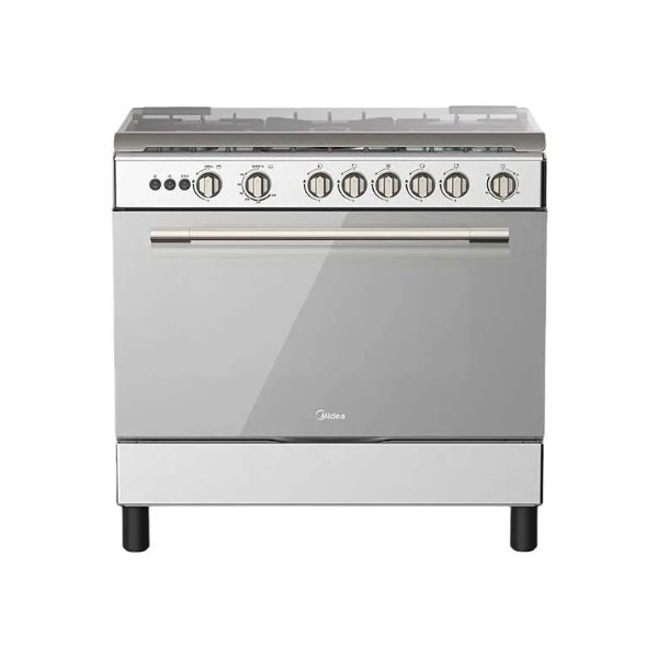 فرن غاز ميديا 60× 90 سم 5 عيون شبك عريض امان كامل ستيل- 36LMG5G022