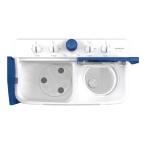 غساله ملابس حوضين هيتاشى 9 كيلو / ابيض بغطاء ازرق - LTT09JWTPFB(ME)